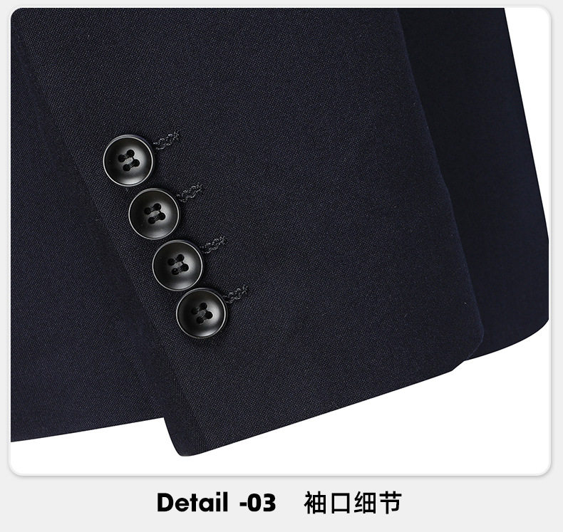 Bộ vest nam công sở dáng thon, áo vest một hàng cúc xẻ tà bên hông, phù hợp đi làm và dự đám cưới — Màu đen, Xanh navy, Đen xanh lục chi tiết 24
