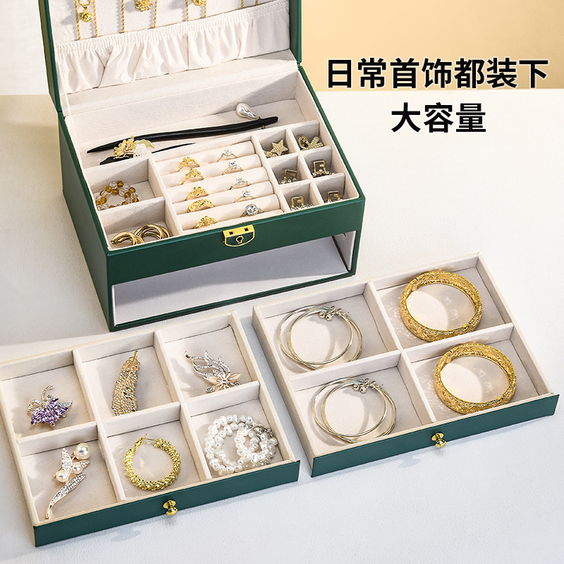 多層大容量イヤリング、ピアス、指輪、腕時計、ネックレス、酸化防止、ホリデーギフト、ジュエリー収納ボックス、ジュエリーギフトボックス|undefined