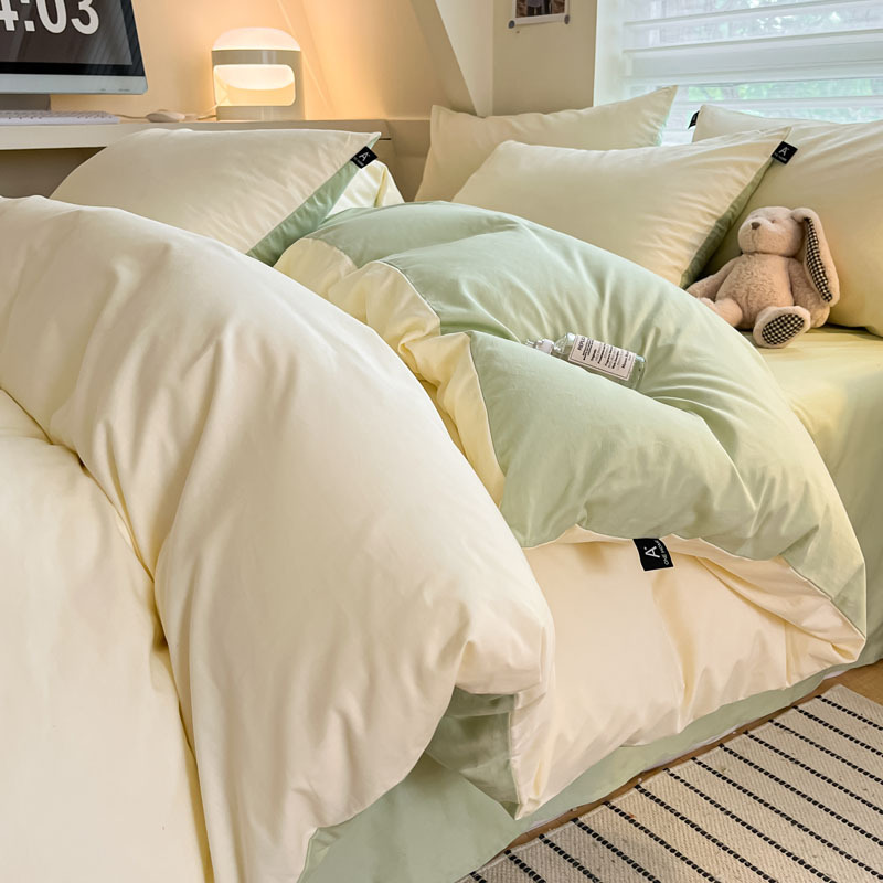 Cama de algodón de clase A para madres y bebés, ropa de cama de cuatro piezas, ropa de cama de color sólido, ropa de cama, dormitorio de estudiantes, tres piezas