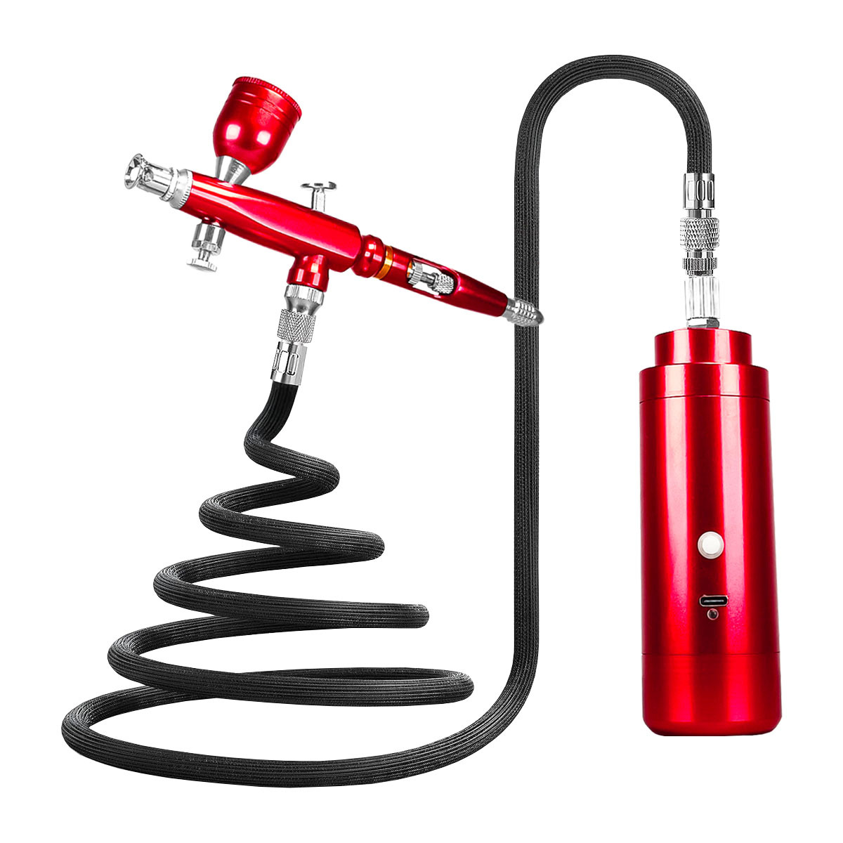 带管手持充电气泵喷笔套装自动启停电动喷漆枪双作用两用上色喷笔