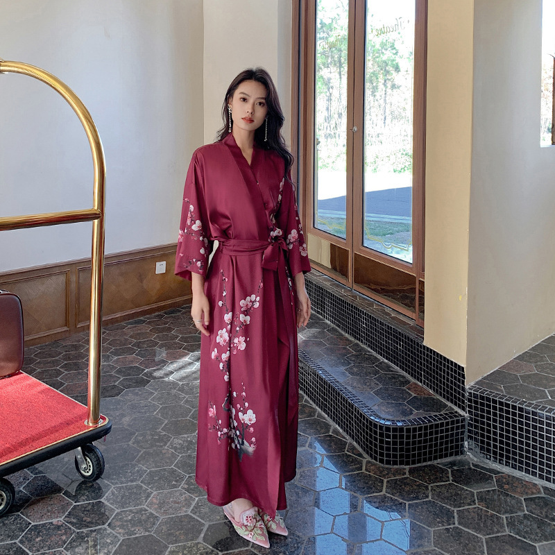 Yaoting pijamas de gasa de satén para mujer verano talla grande hielo seda ligero de lujo bata de baño ropa de casa fresca 2669