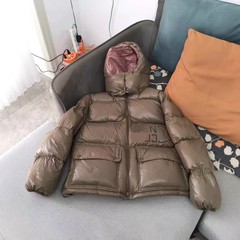 高品质撞色拼接加厚面包羽绒服新款冬季白鹅绒字母连帽保暖外套女
