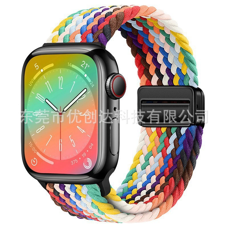 Подходит для Apple ApplewatchS10 магнитная пряжка плетёный нейлоновый ремешок 9876 Samsung Huawei 20/22 браслет