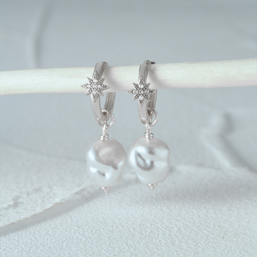 1 Pair Elegant Snowflake Plating Sterling Silver Drop Earrings display picture 17