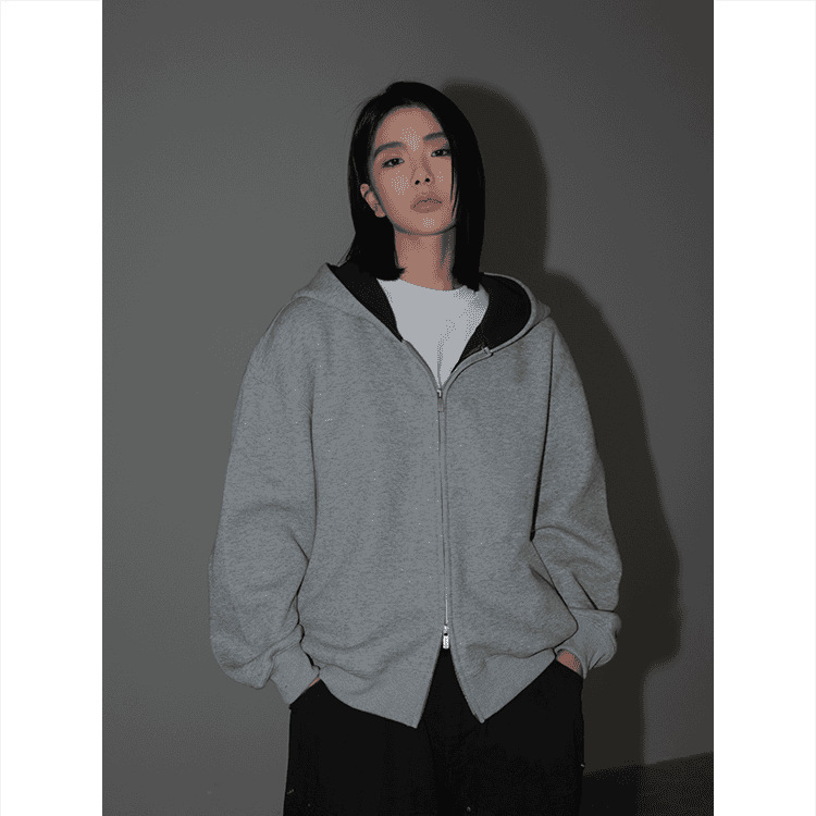 早秋重磅拼色开衫卫衣男女同款连帽宽松休闲外套百搭运动情侣长袖|undefined