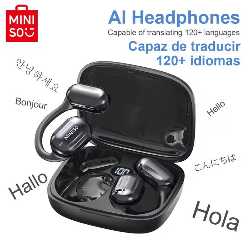 Miniso Ms162 Hifi Sound Quality Wireless Headphones Bluetooth 5.4 Noise Reduction Digital Display Ai Intelligent Translation