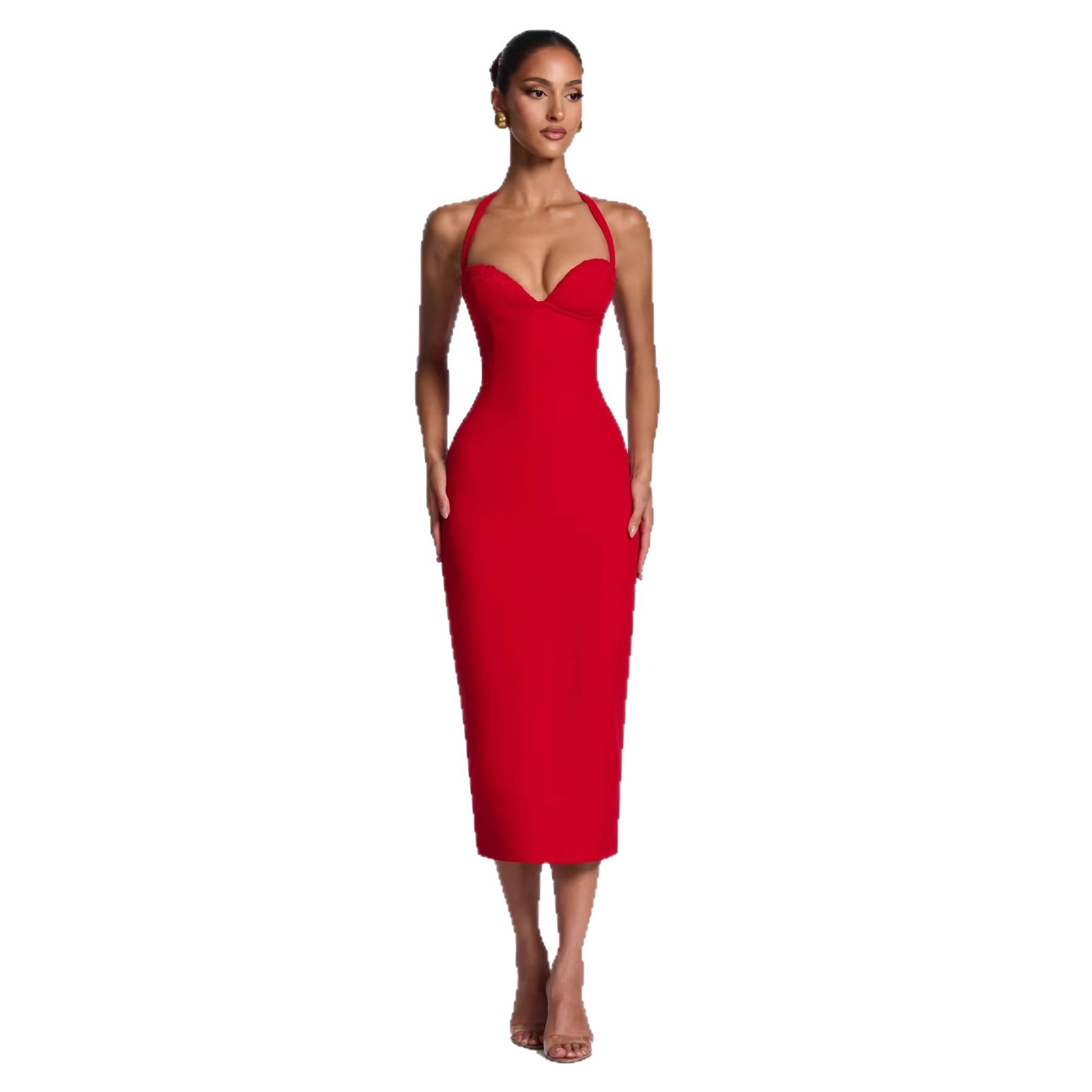 Women's Sexy Backless Halter Belted Bodycon Maxi Dress – Slim Fit Elegant Party Gown_ecoleips.com