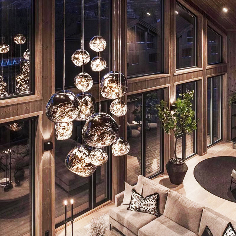 Custom Lava Chandelier for Large Villa Loft Duplex Open Space Long Trendy Living Room Bar Simple Dining Room Staircase