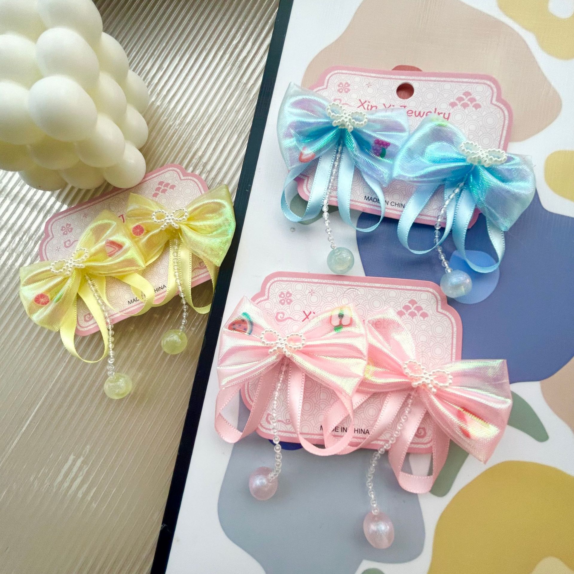 Nuevo estilo chino clip de cabello para niños niñas vestidos chinos adornamiento de cabello princesa antiguo arco pares clip de bordilla tarjeta pequeña