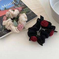 玫瑰花大腸發圈網紅頭花新款氣質發繩簡約皮筋女扎頭頭繩髮飾