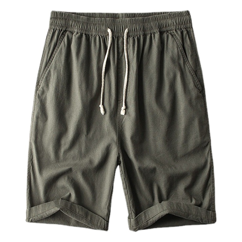 Pantalones cortos de lino de los hombres pantalones de lino rectos flojos ocasionales playa más tamaño fábrica verano cintura elástica más tamaño hombres