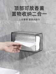 Wall-mounted tissue box, facial tissue and towel storage, toilet, bathroom, kitchen, upside-down tissue box, luxurious transparent