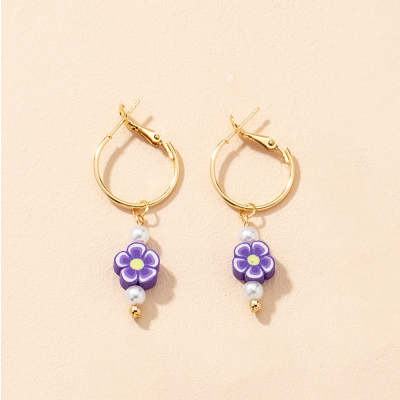 Korean Simple Fashion Cute Flower Smiley Earrings display picture 4