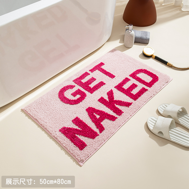 浴室地垫趣味文字耐脏易打理脚垫子家用仿羊绒吸水耐磨防滑地垫