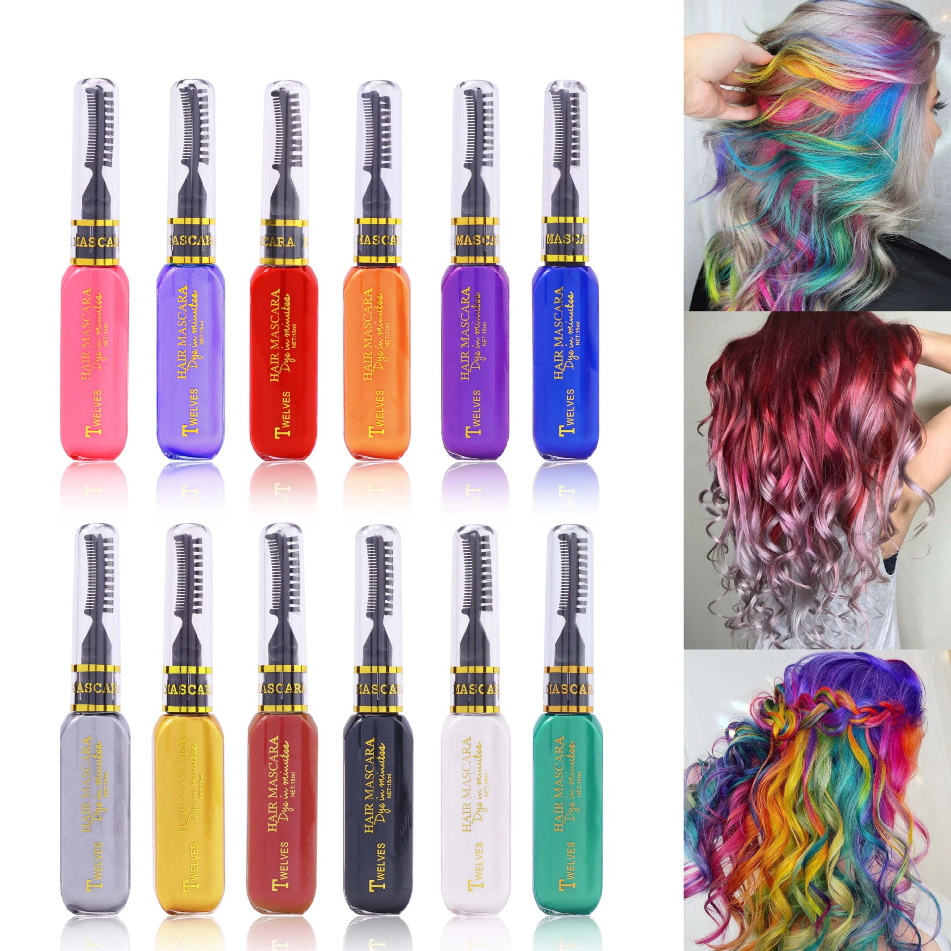 Одноразовая краска для волос через границу, белая, темно-синяя краска, кремовый цвет, хайлайтер, цветная тушь для ресниц, тушь двойного назначения