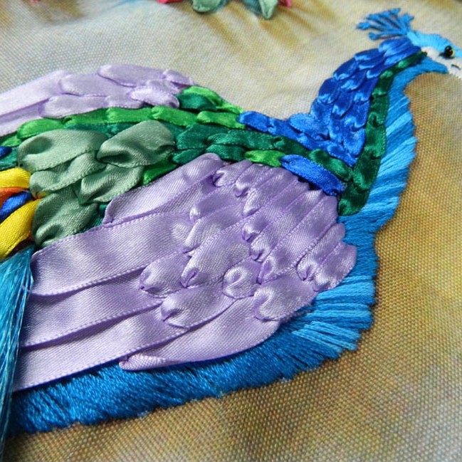 Oujin nianhua cinta Bordado fábrica directa color impresión colgante pintura Pavo Real auspicioso esencia versión Sala decoración de entrada Sala