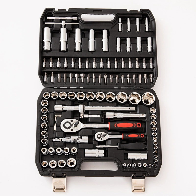 Tool Set — Multi‑Piece Socket & Ratchet Kit, chrome finish, 37–216 pcs options