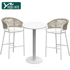 Modern outdoor bar chairs, bar stools for home use, woven backrest chairs for outdoor restaurants, cafes, and trendy bar counter chairs