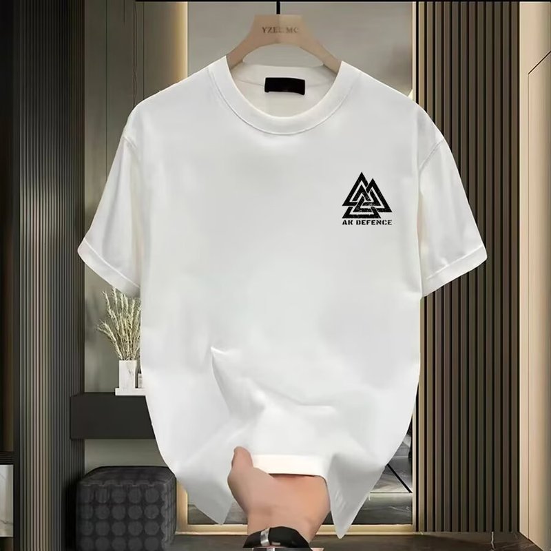 ヨーロッパステーション夏のトレンドの新しい半袖Tシャツメンズヨーロッパスタイルパーソナライズされたプリント多用途ラウンドネック半袖トレンディなメンズTシャツ|undefined
