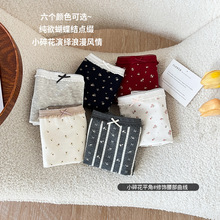 小清新复古波点少女蕾丝内裤女纯棉裆透气舒适中腰包臀平角安全裤