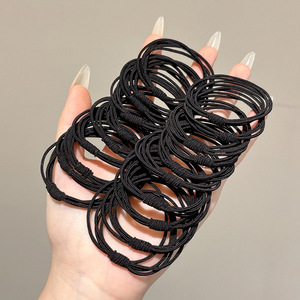 Simple cuerda de cabeza negra mujer sensación de alto nivel no estrangular cabello de alta elasticidad duradero atado cabello banda de goma cabello cubierta de cuero para niñas