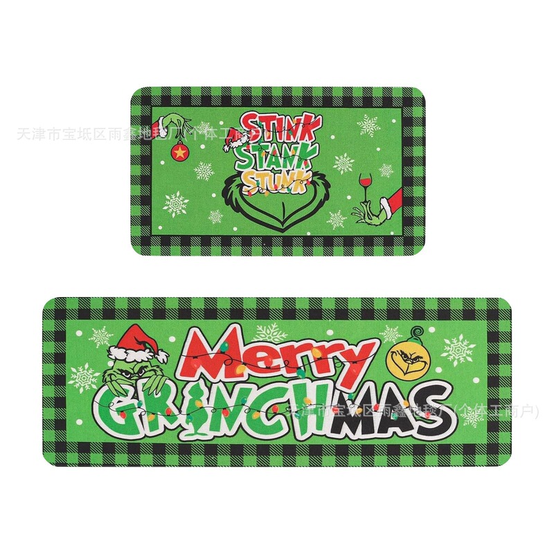 クロスボーダークリスタルベルベットクリスマスデコレーションフロアマットドアノンスリップ防汚フットマットキッチンストリップ油吸収フロアマット|undefined