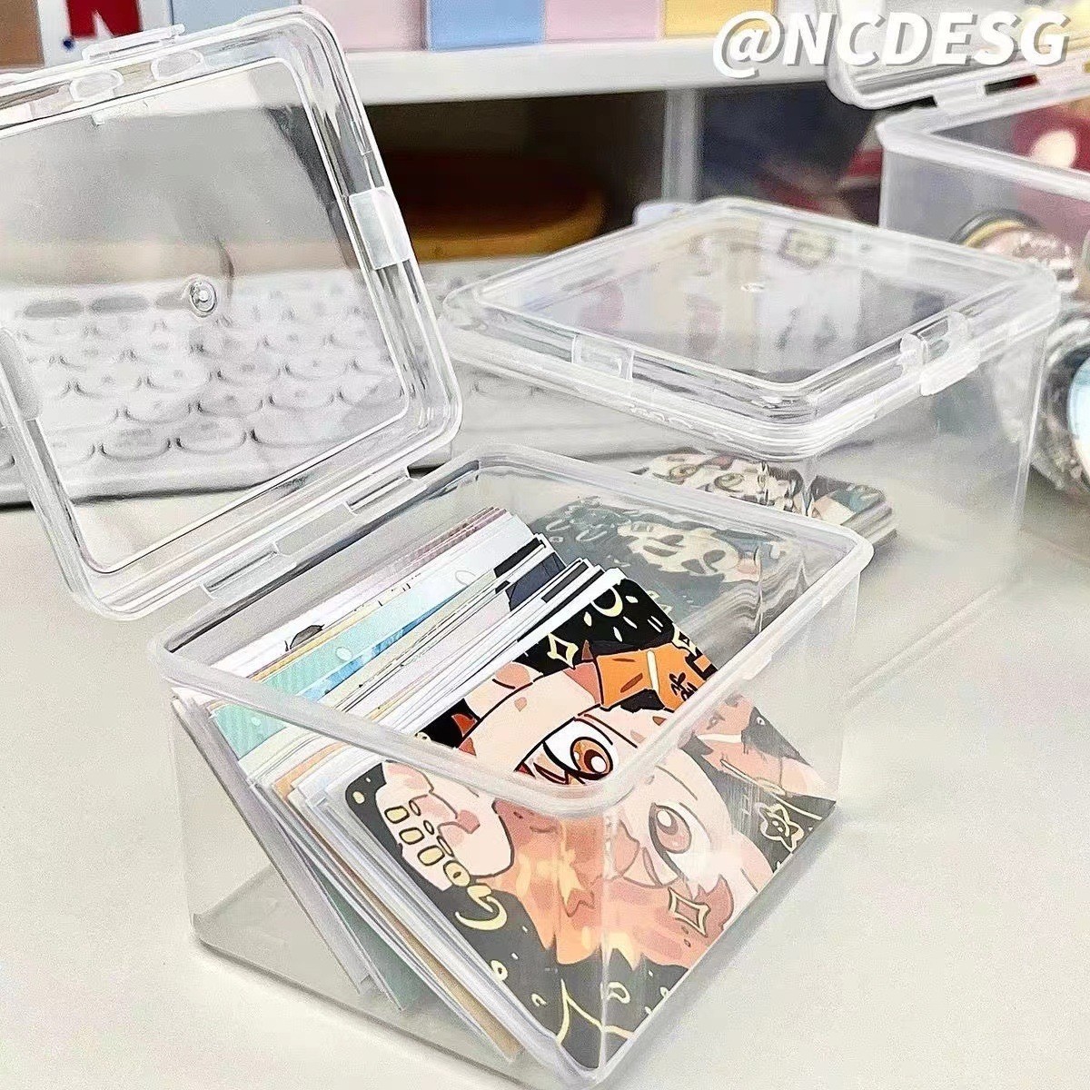 Transparent Flip-Top Storage Box Sticker Ins Style Card Box Self-Printed Card Film Small Box Cheap Square Card Small Box
