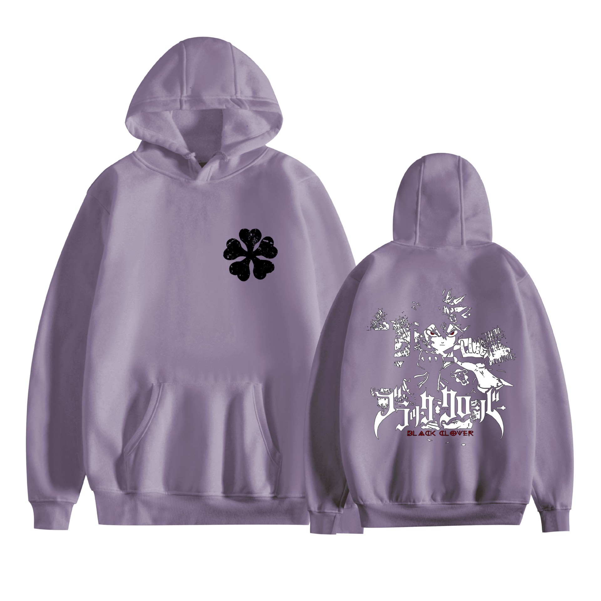 Trébol de cuatro hojas negro nuevo transfronterizo Black Clover animación periféricos hombres y mujeres suéter con capucha suelto casual