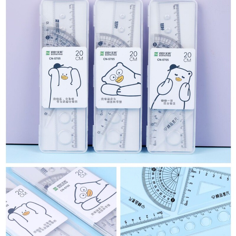 工場卸売新しいクリエイティブ透明定規学生定規三角プレート試験絵画 4 ピース定規卸売|undefined