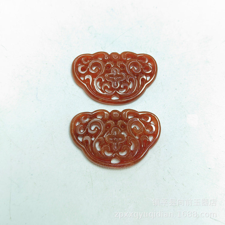 红翡巴山翠镂空如意牌子批发 diy玉石饰品配饰玉发簪项链配件批发