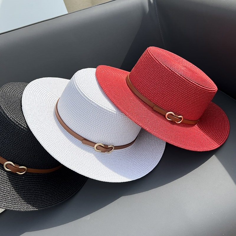 Straw Material Women's Ethnic Style Solid Color Straw Hat