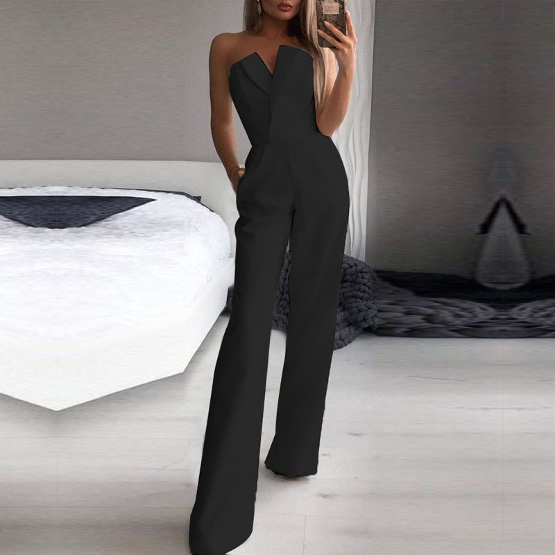 2025 Cross-Border New Spring and Summer Chinoiserie Long Skirt New Chinoiserie Jumpsuit Diagonal Placket Mid-Waist Elegant Work Clothing Jumpsuit