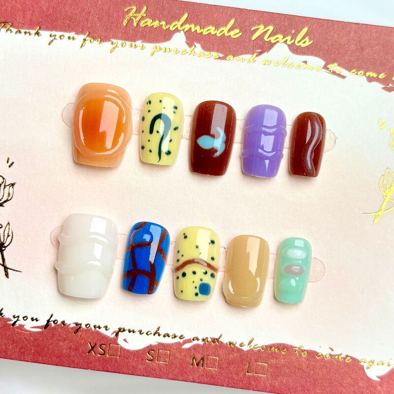 Sunset Dusk Girl Cute Dopamine Wearable Nails Niche Blush Gradient High-End Art Nail Patch Ins