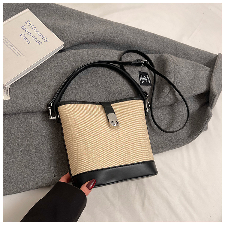 Comercio exterior transfronterizo retro bolso de cubo de mano de color 2025 nuevo nicho de alto nivel simple hombro bolso de mujer image 13