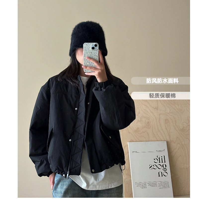 lulu廓形棉服小个子设计感翻领短款运动瑜伽夹克露露同款棉衣外套|undefined