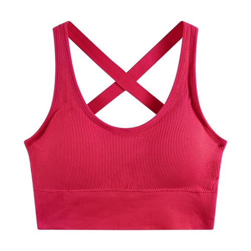 Hot girl sexy beautiful back knitted small camisole women's summer short style sleeveless top with breast pads trendy