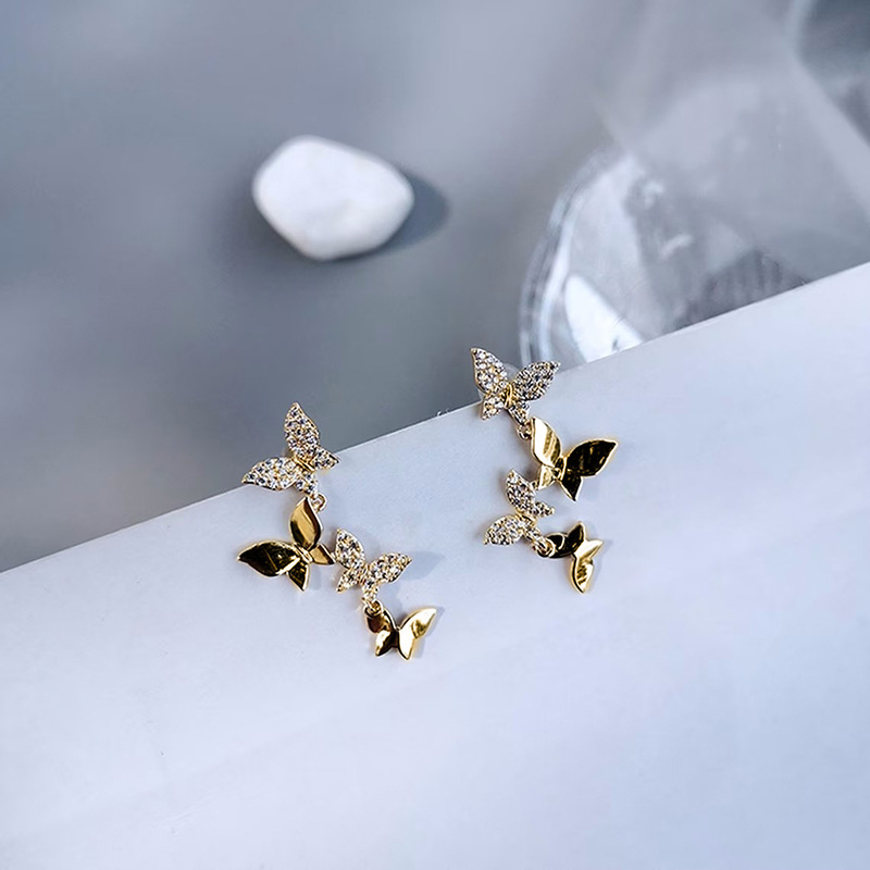 Elegante Schmetterling Ohrhänger Goldfarben Für Damen_voghion.com