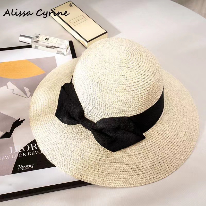 (2개) 2024 년 봄과 여름 램프 캡 빨대 헵번 바람 태양 보호 태양 모자 활 밀짚 모자 해변 태양 모자 여성의 엄격한 선택