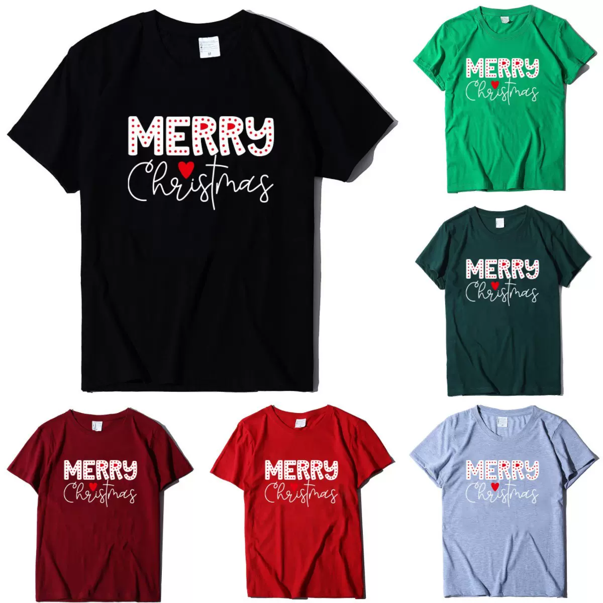 批发圆领女士短袖宽松型女T亚马逊跨境棉短袖MERRG字母印花T恤