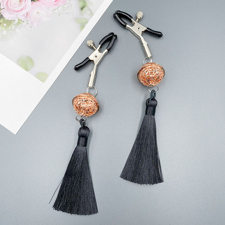 Tassel Bell Nipple Clamps with Metal Bells, Erotic SM Sensory Accessory, Adult Wearable Toy — detail image 1