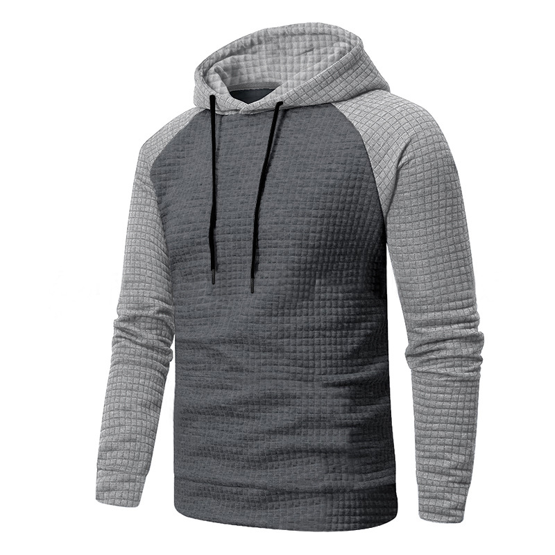 Schweres Kapuzensweatshirt mit Farbblockdesign für Herren, lockere Passform, Pullover mit Kordelzug für lässige Streetwear (Schwarz/Grau, Armeegrün/Beige)​_voghion.com