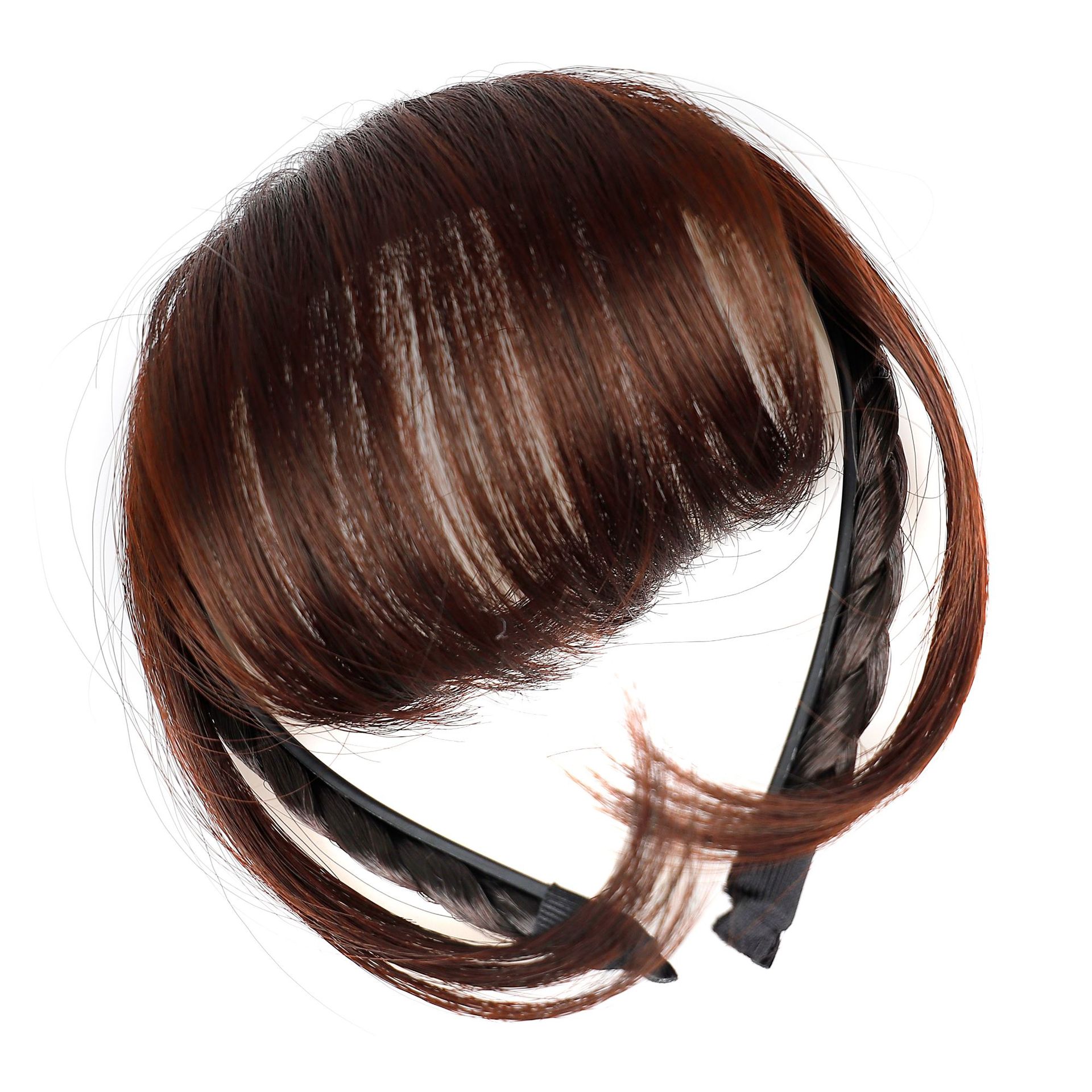 Moda trenza ligera diadema peluca flequillo doble templos flequillo recto peluca flequillo al por mayor