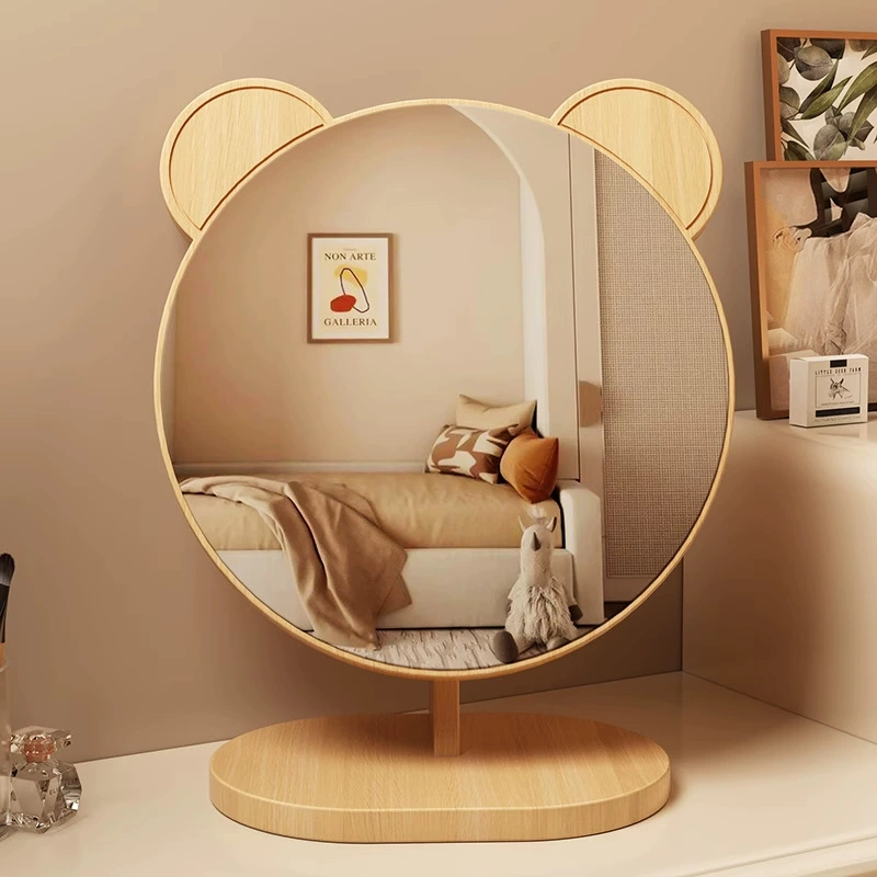 Зеркало для макияжа настольный стол деревянный вращающийся общежитие сеть красный ветер туалетный столик зеркало большой круглый зеркало