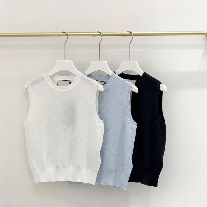 Luxury Designer Women's Clothing 26 Spring/Summer New Style Versatile g Brand Color-Block Monogram Round-Neck Sleeveless Knit Top for Women Luxury Designer Women's Clothing 26 Spring/Summer New Style Versatile g Brand Color-Block Monogram Round-Neck Sleeveless Knit Top for Women