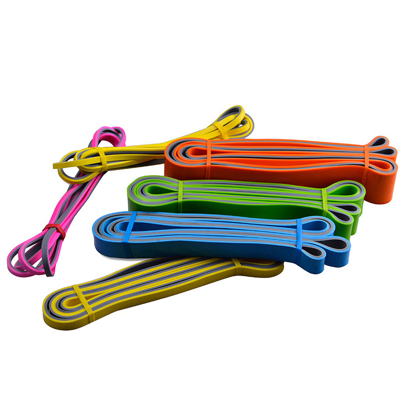 Cinturón de resistencia de látex bicolor entrenamiento de fuerza en cuclillas fitness yoga cinturón elástico cinturón de resistencia de anillo grueso bicolor