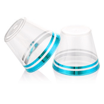 9oz caliente de Doble Borde Rojo transparente plástico desechable copa de vino de comida Occidental taza de aire potable PS Taza image 5
