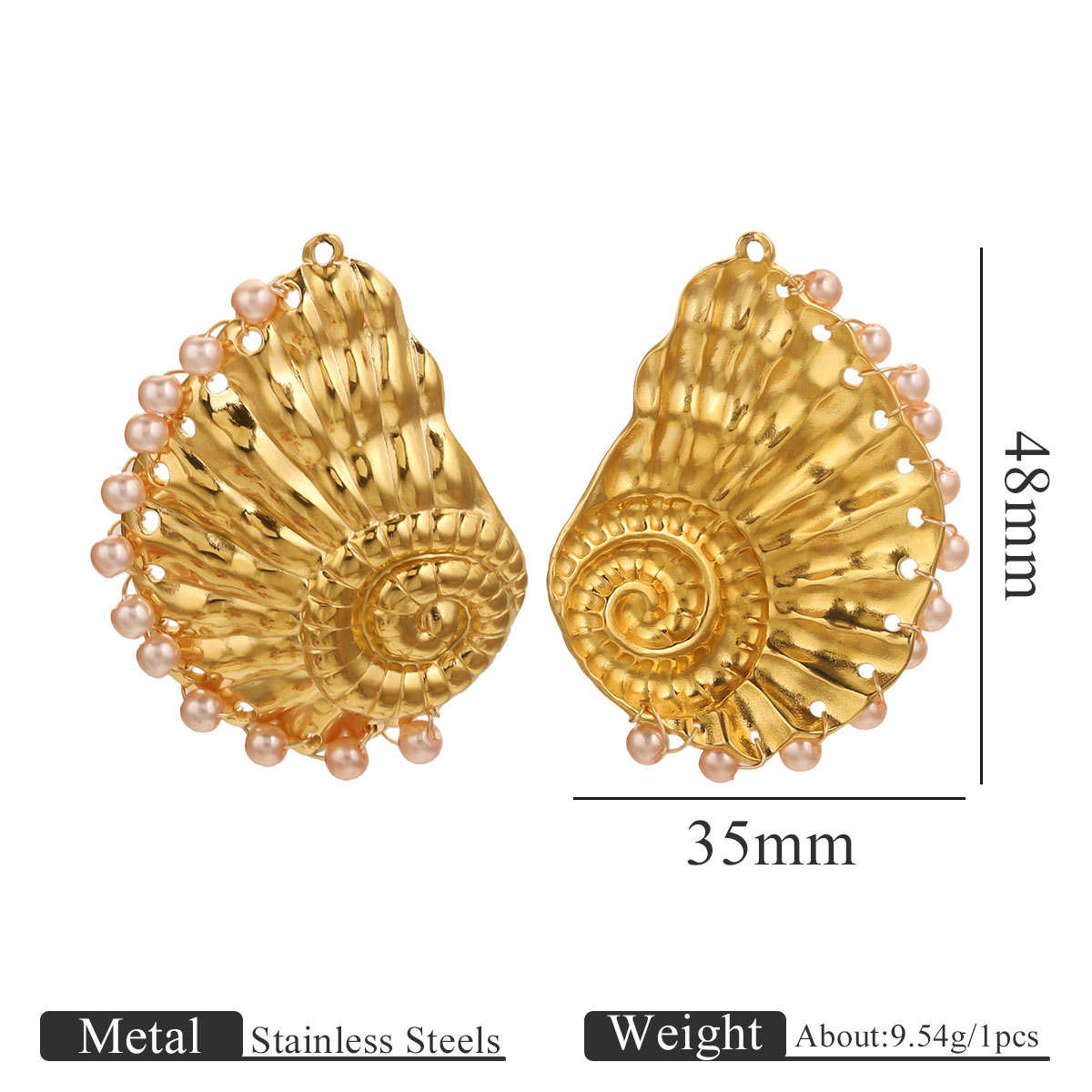 Serie océano de acero inoxidable caracol grande colgante de concha grande colgante DIY accesorios de joyería hechos a mano al por mayor