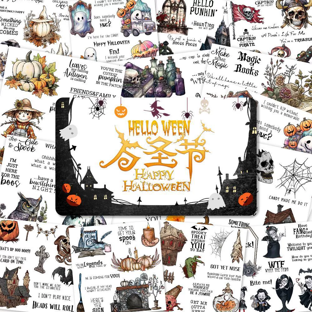 Набор прозрачных силиконовых штампов для декора праздников серии Хэллоуин, ручной работы, бумажные художественные наклейки для вечеринок