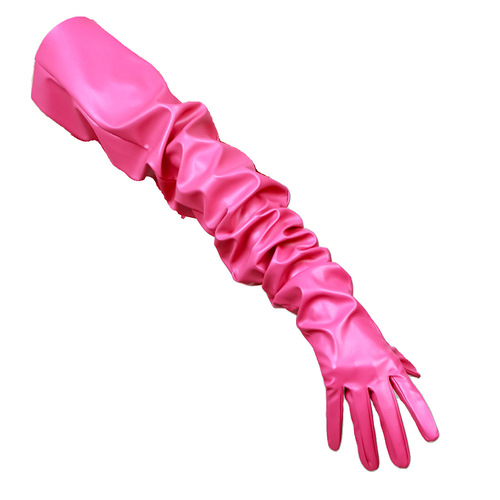  Women girls singers dj ds nightclub hot dance long glove 90 cm  gogo dancers dance leather long sleeves sheepskin rose pink men and women