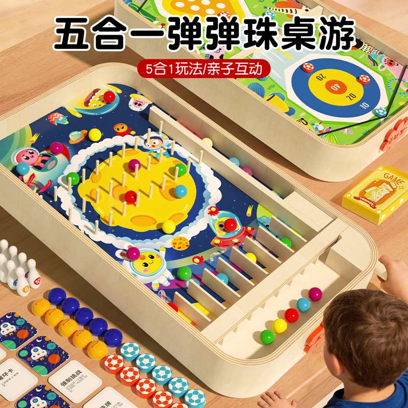 Nuevos productos 5 en 1 juguetes de ajedrez de baloncesto para niños juegos de mesa de dos jugadores bolos interactivos para padres e hijos